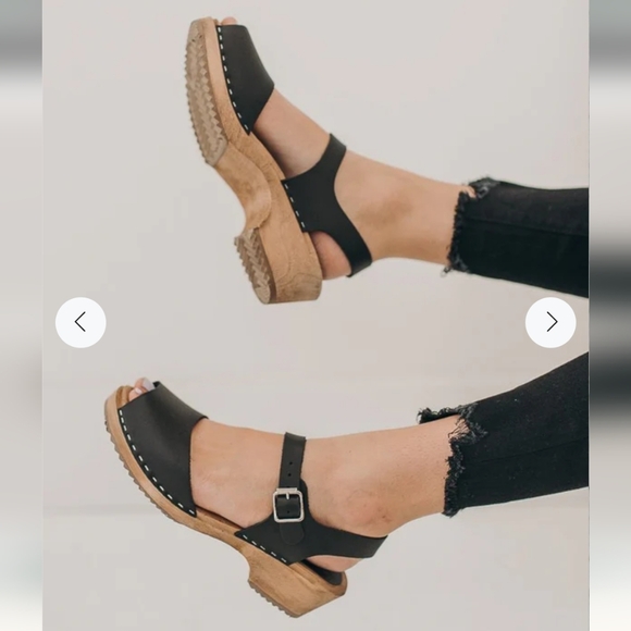 MIA Anja Swedish Wood and Genuine Leather Clogs - Picture 1 of 11